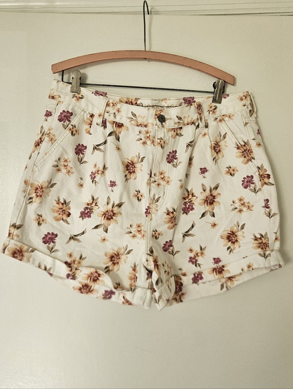 American Eagle Womens Mom Short 16 Floral Pleated Cottage Denim Country Indie